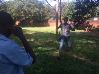 Relay races involving a test about malaria knowledge.