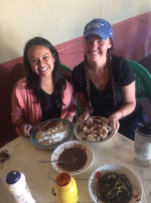 Eating our favorite meal (beans) at our favorite banca (Tia Alejandra's)